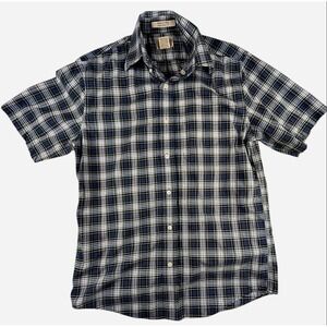 L.L.Bean Wrinkle Free Traditional Fit short sleeve button-up blue green Small